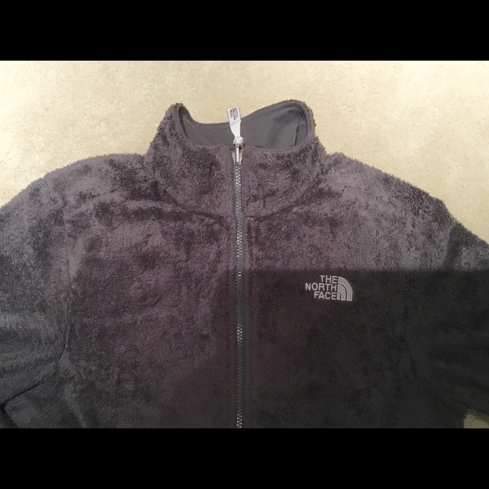 Women’s gray fuzzy fleece ~NORTH FACE jacket/size M - Picture 2 of 8